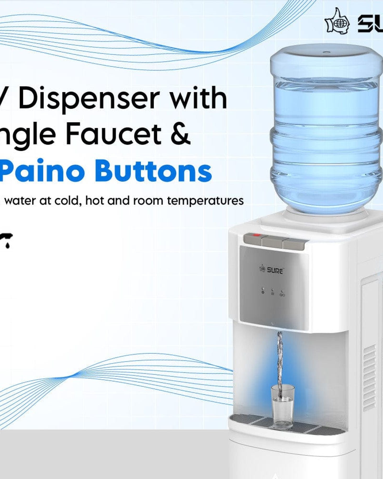 موزع مياه Sure ذو التحميل العلوي مع الأشعة فوق البنفسجية