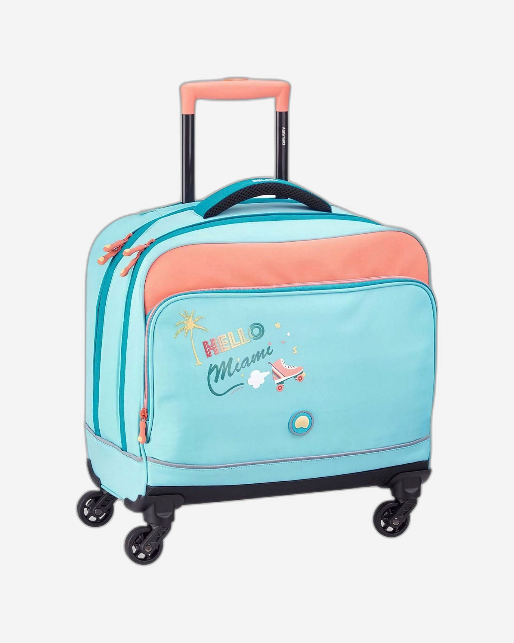 حقيبة ديلسي باريس للعودة إلى المدرسة بأربع عجلات للمغامرة باللون الكاكي