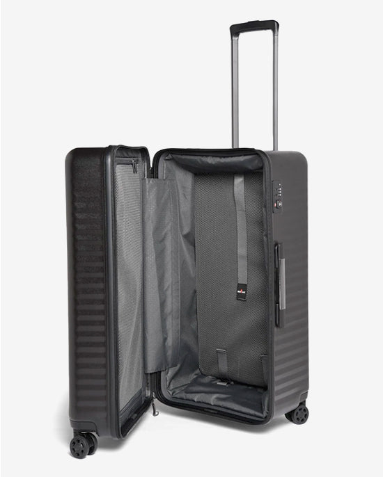 حقيبة سفر إيكولاك سيليسترا الصلبة غير القابلة للتمدد، 75 سم، مزودة بأربع عجلات مزدوجة، لون أسود - PC183K