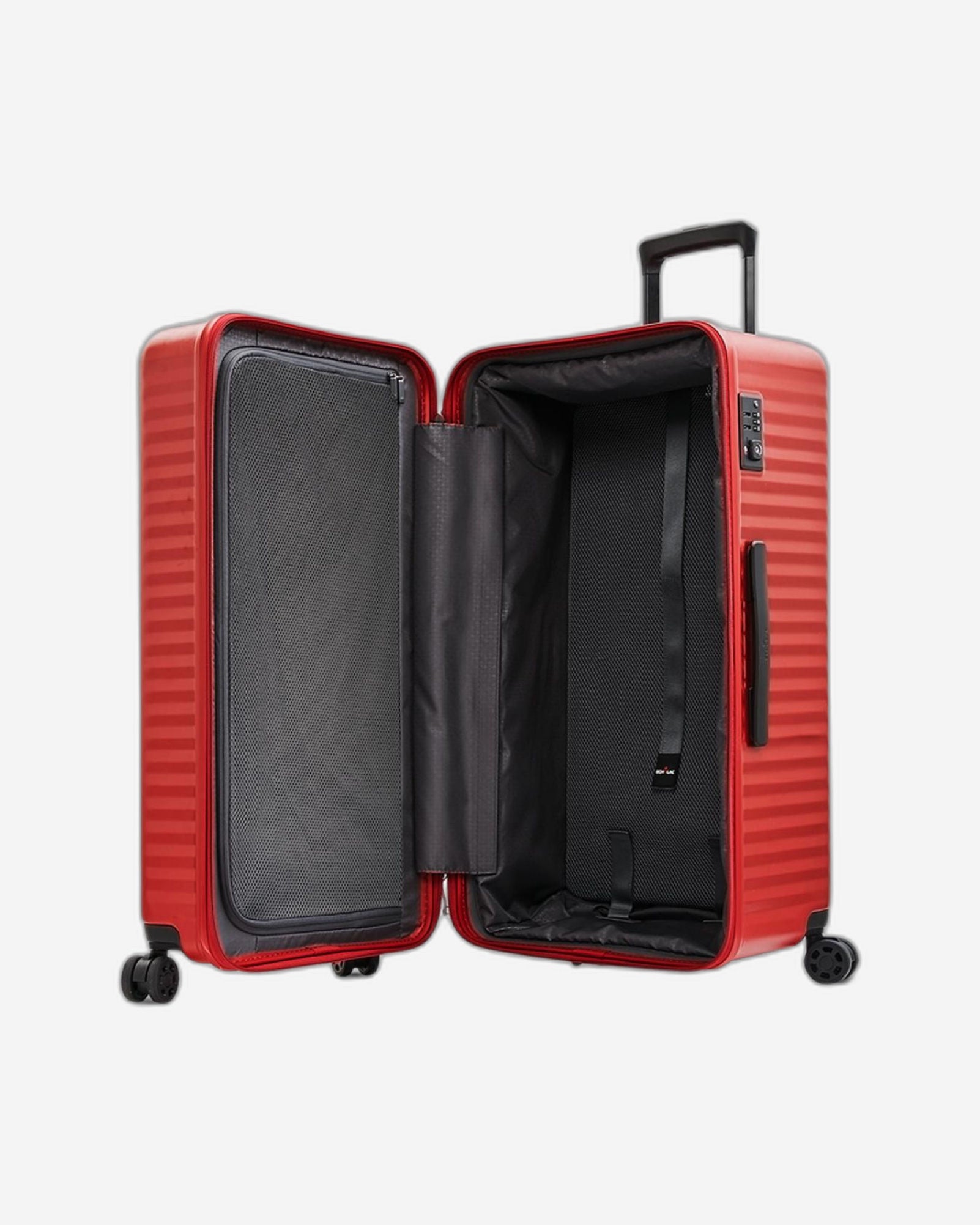 حقيبة سفر إيكولاك سيليسترا سوبر ترانك الصلبة، 75 سم، بأربع عجلات مزدوجة، لون أحمر