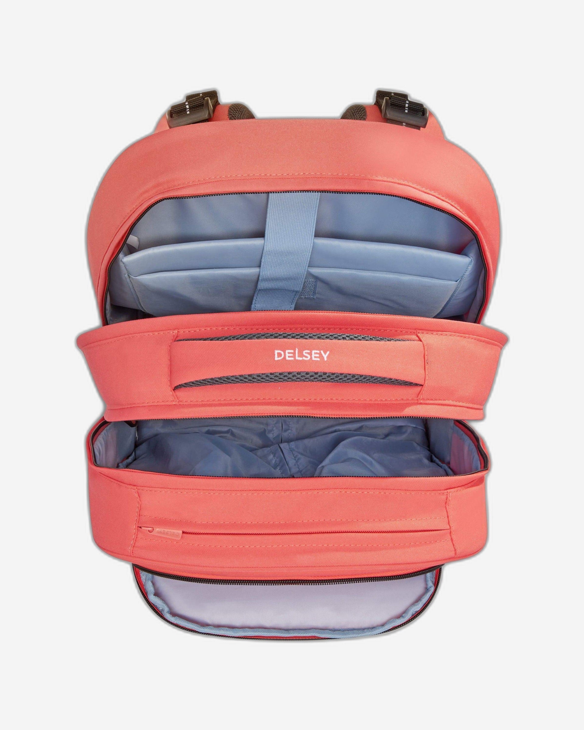 حقائب ديلسي باريس المدرسية بعجلات عمودية، موديل العودة إلى المدرسة 2021، لون مرجاني/وردي