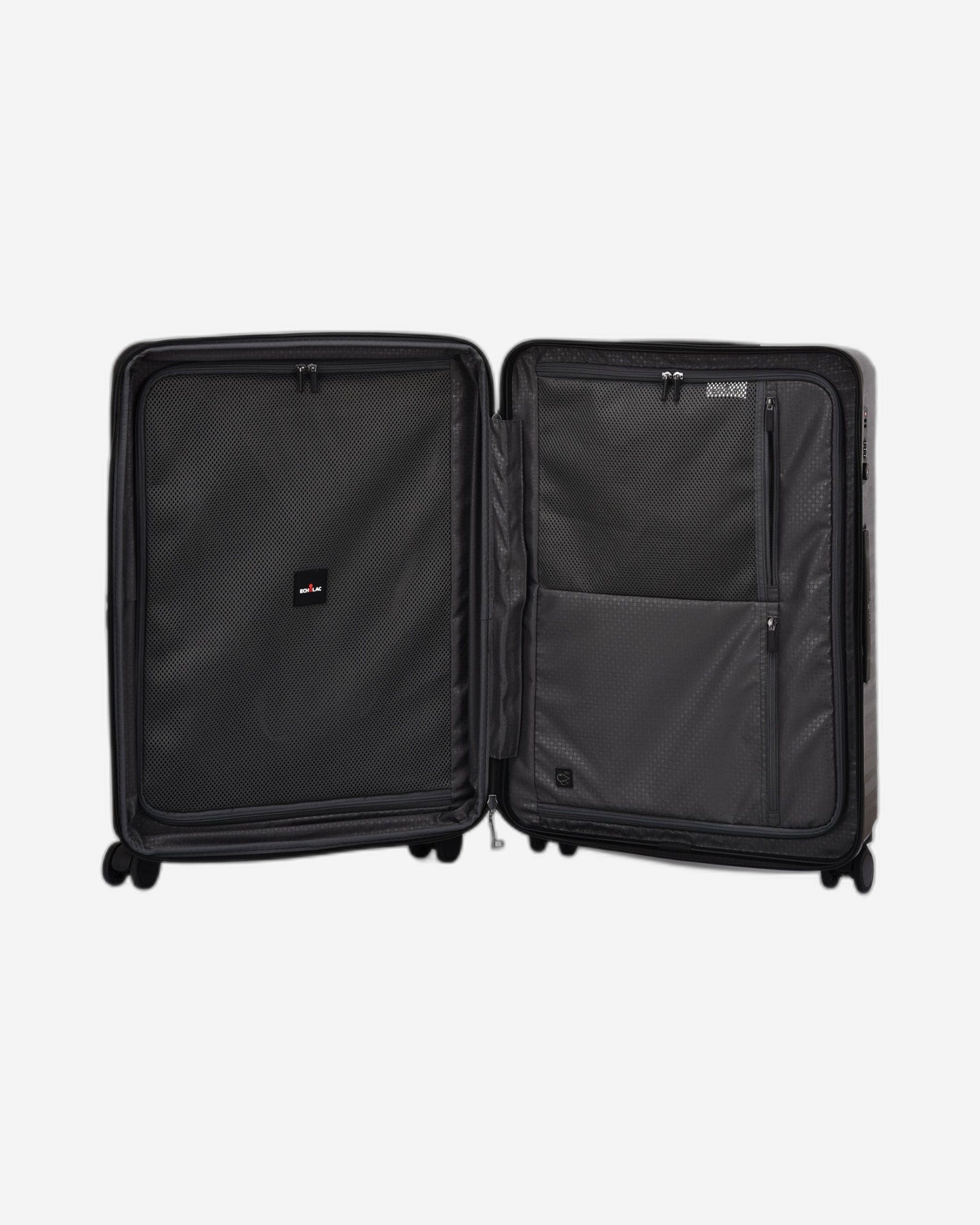 حقيبة سفر إيكولاك سيليسترا الصلبة القابلة للتوسيع، 66.5 سم، بعجلات مزدوجة، وعجلات مزدوجة، وحقيبة تسجيل وصول، لون أسود - PC183XA BLACK 24