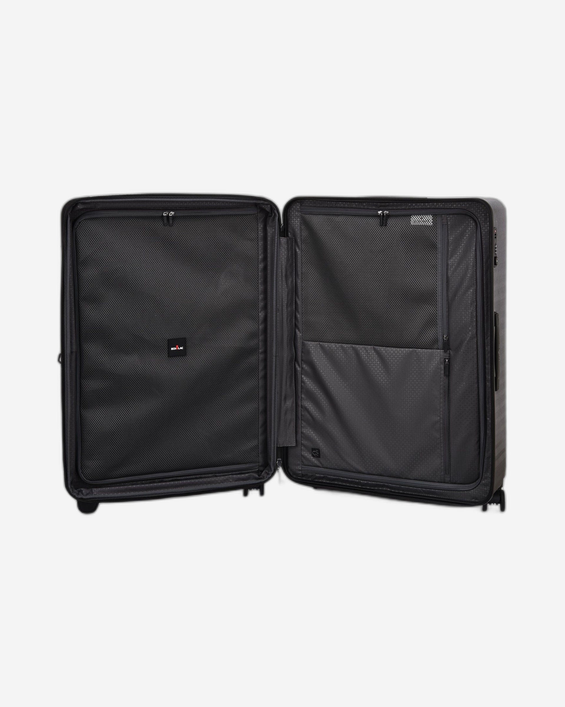 حقيبة سفر إيكولاك سيليسترا الصلبة القابلة للتوسيع، 76.5 سم، بعجلات مزدوجة، وعجلات مزدوجة، وحقيبة تسجيل وصول، لون أسود - PC183XA BLACK 28