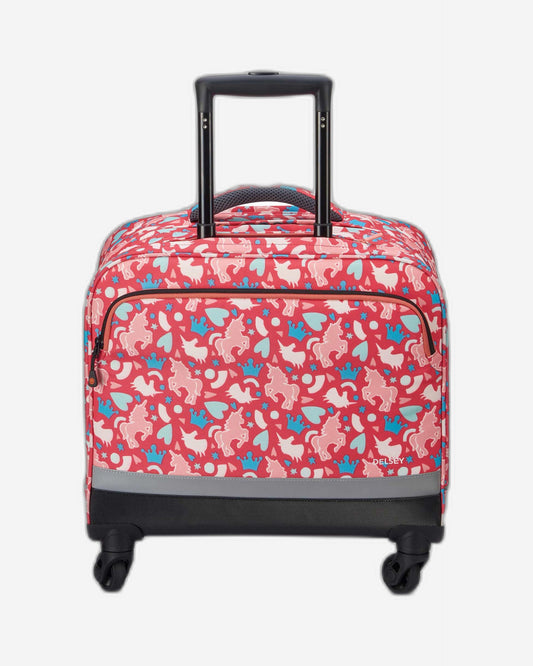 حقائب ديلسي باريس المدرسية بعجلات أفقية، موديل العودة إلى المدرسة 2022، طباعة وردية