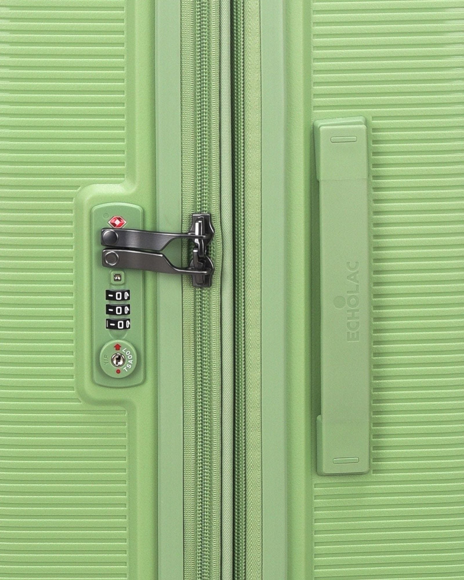 مجموعة أمتعة إيكولاك فورزا ٥٥+٦٥+٧٥ سم، حقيبة صلبة بأربع عجلات مزدوجة قابلة للتوسيع، مناسبة للمقصورة وتسجيل الوصول، لون أخضر مرجاني