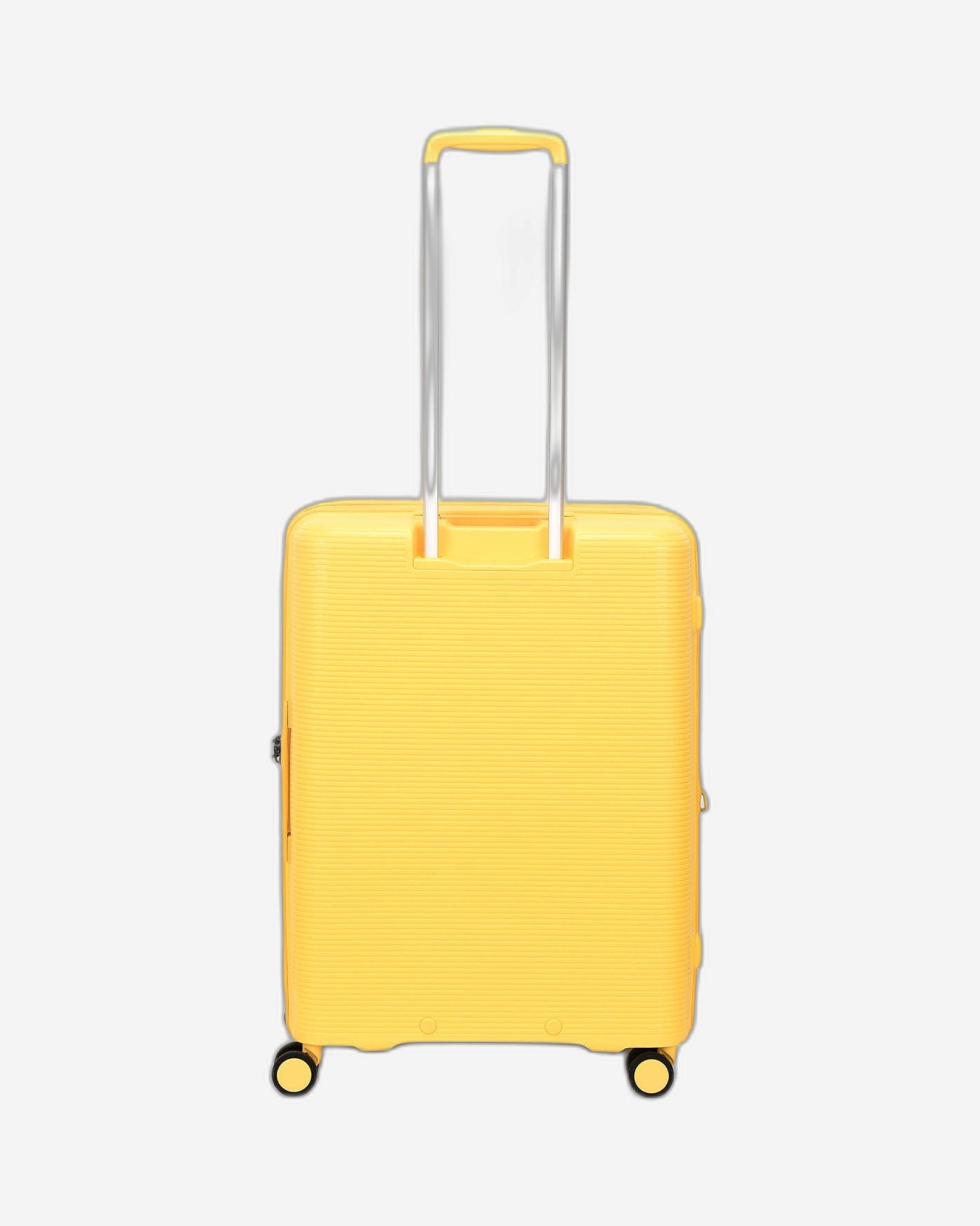 مجموعة أمتعة إيكولاك فورزا ٥٥+٦٥+٧٥ سم، حقيبة صلبة بأربع عجلات مزدوجة قابلة للتوسيع، لون أصفر مانجو، مناسبة للمقصورة والتسجيل