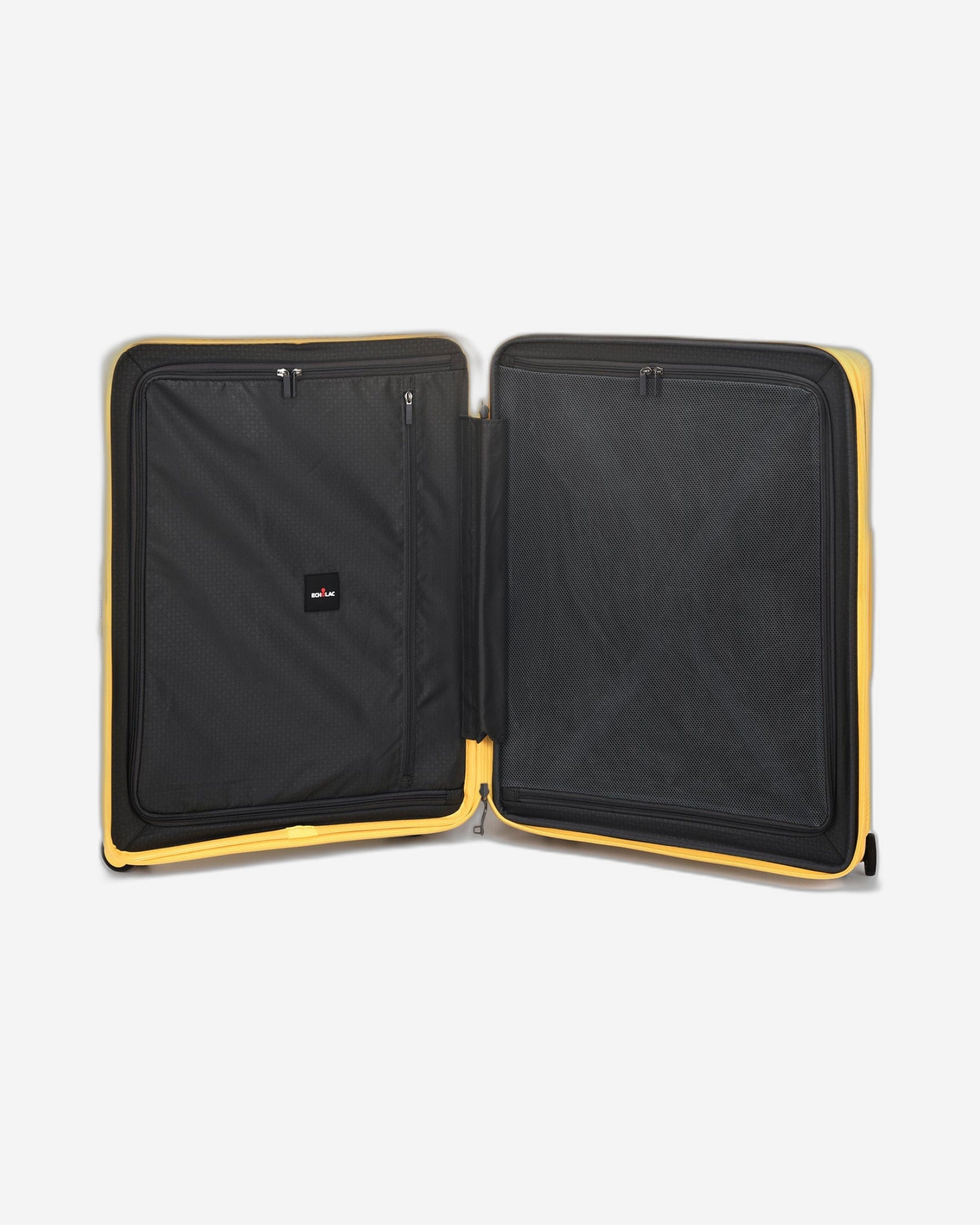 مجموعة أمتعة إيكولاك فورزا ٥٥+٦٥+٧٥ سم، حقيبة صلبة بأربع عجلات مزدوجة قابلة للتوسيع، لون أصفر مانجو، مناسبة للمقصورة والتسجيل