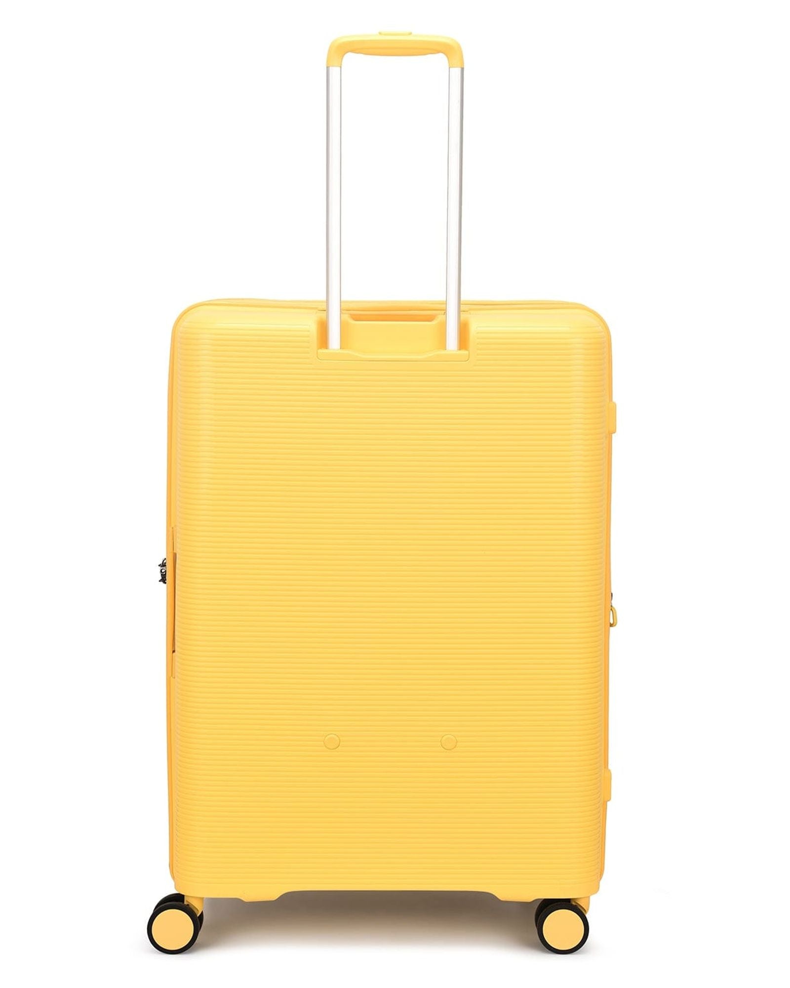 مجموعة أمتعة إيكولاك فورزا ٥٥+٦٥+٧٥ سم، حقيبة صلبة بأربع عجلات مزدوجة قابلة للتوسيع، لون أصفر مانجو، مناسبة للمقصورة والتسجيل