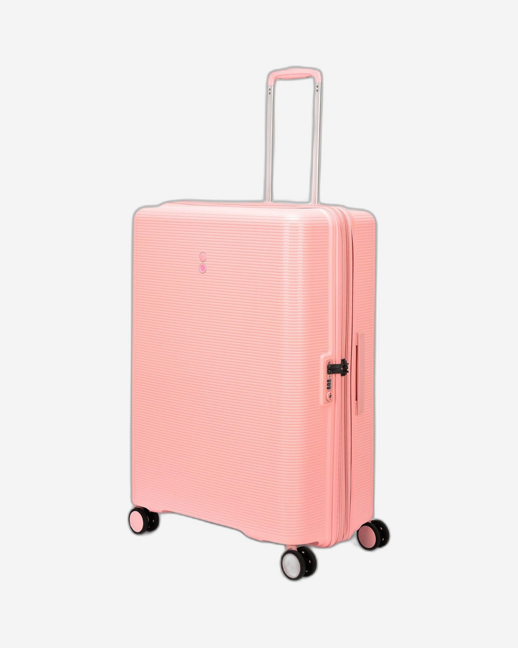 مجموعة أمتعة إيكولاك فورزا ٥٥+٦٥+٧٥ سم، حقيبة صلبة بأربع عجلات مزدوجة قابلة للتوسيع، لون وردي باشن