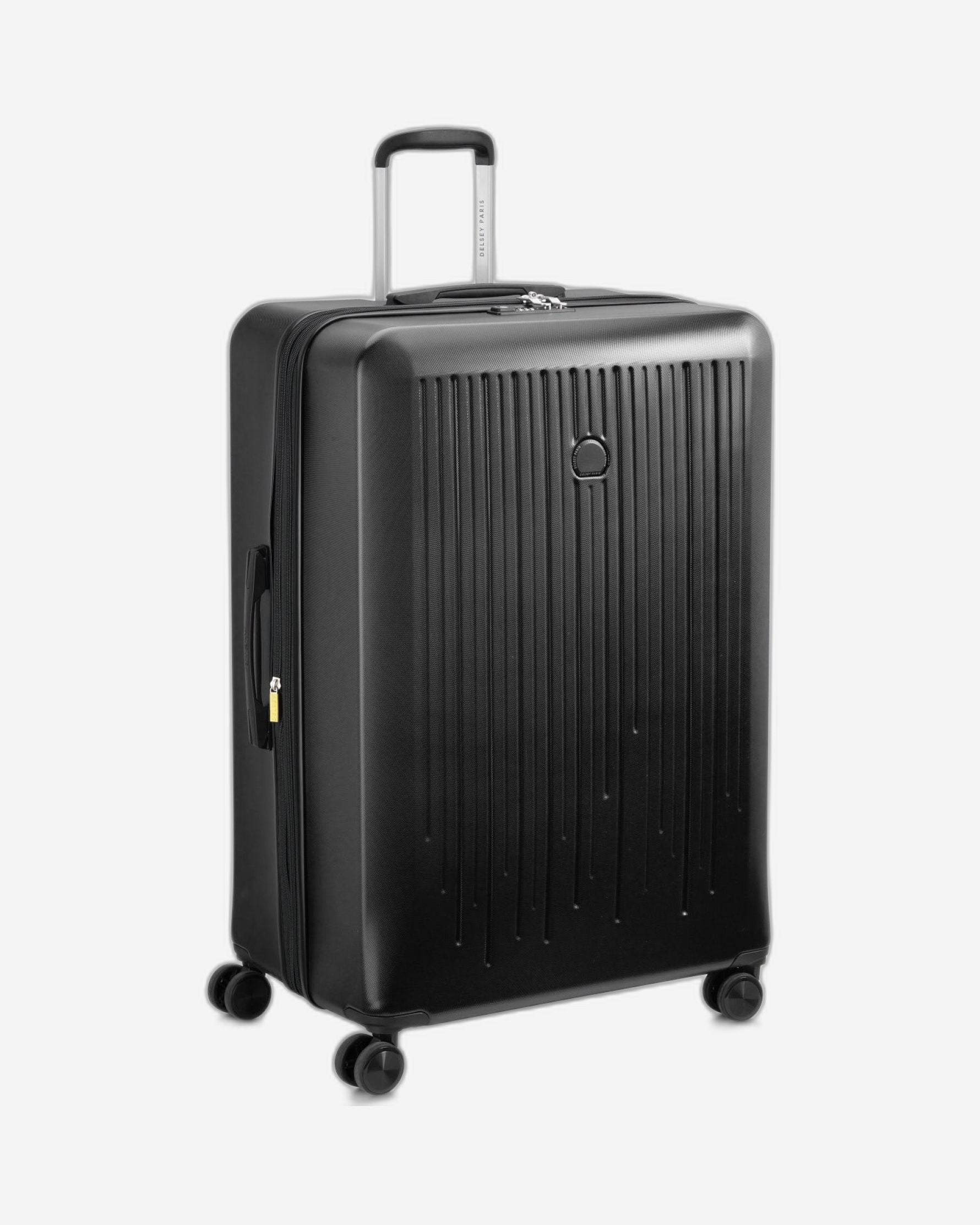 طقم ديلسي باريس كريستين، قطعتين، 55+82 سم، حقيبة صلبة، 4 عجلات مزدوجة، قابلة للتوسيع، مناسبة لكابينة السفر وتسجيل الوصول، لون أسود