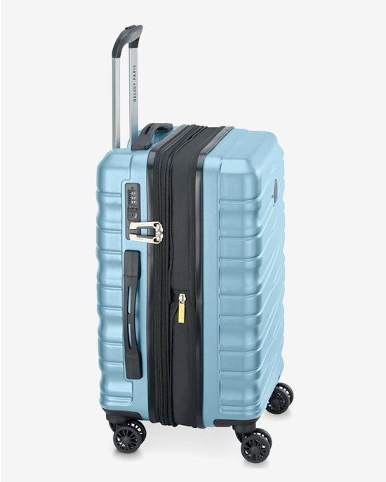 مجموعة حقائب ديلسي باريس تيفاني الصلبة بأربع عجلات مزدوجة قابلة للتوسيع، مقاس 55+70+82 سم، لون أزرق + حقيبة ظهر مجانية