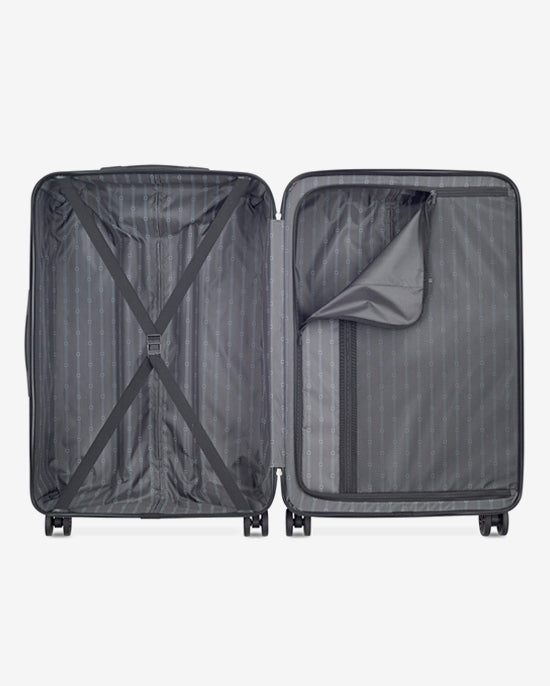 مجموعة حقائب ديلسي باريس أوفيلي الصلبة، مقاس 55+70+82 سم، مزودة بأربع عجلات مزدوجة قابلة للتوسيع، مناسبة لكابينة السفر وتسجيل الوصول، باللون الوردي اللامع، مع حقيبة ظهر مجانية