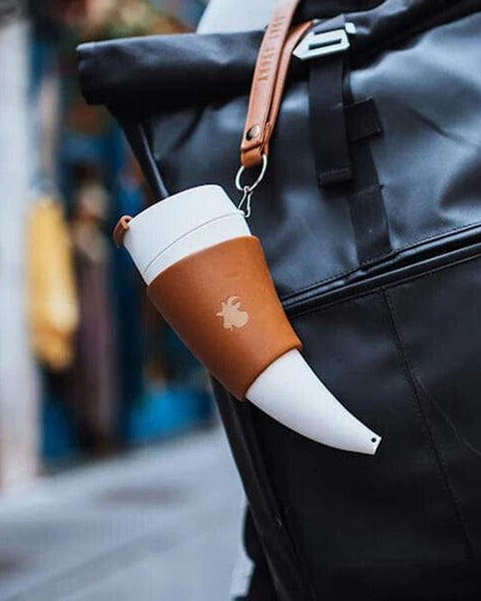 كوب جوت ستوري من الجلد الطبيعي بني 470 مل