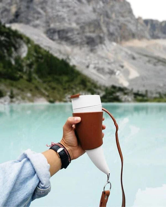 كوب جوت ستوري من الجلد الطبيعي باللون البني 350 مل