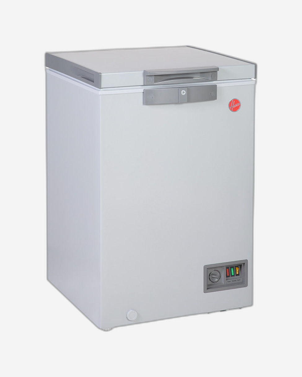فريزر هوفر ١٣٣ لتر بباب واحد، تبريد منخفض، درجة حرارة قابلة للتحويل، إضاءة LED، ضمان لمدة عام، لون رمادي - HCF-K133-GR