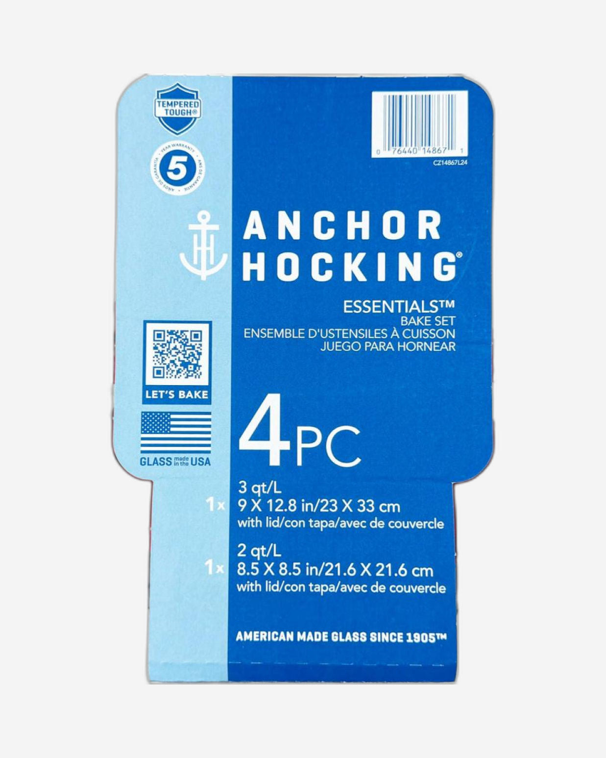 أنكور هوكينج، طقم أدوات خبز أساسي من 4 قطع مع أغطية (3 أرباع + ربعان) - 14867L24