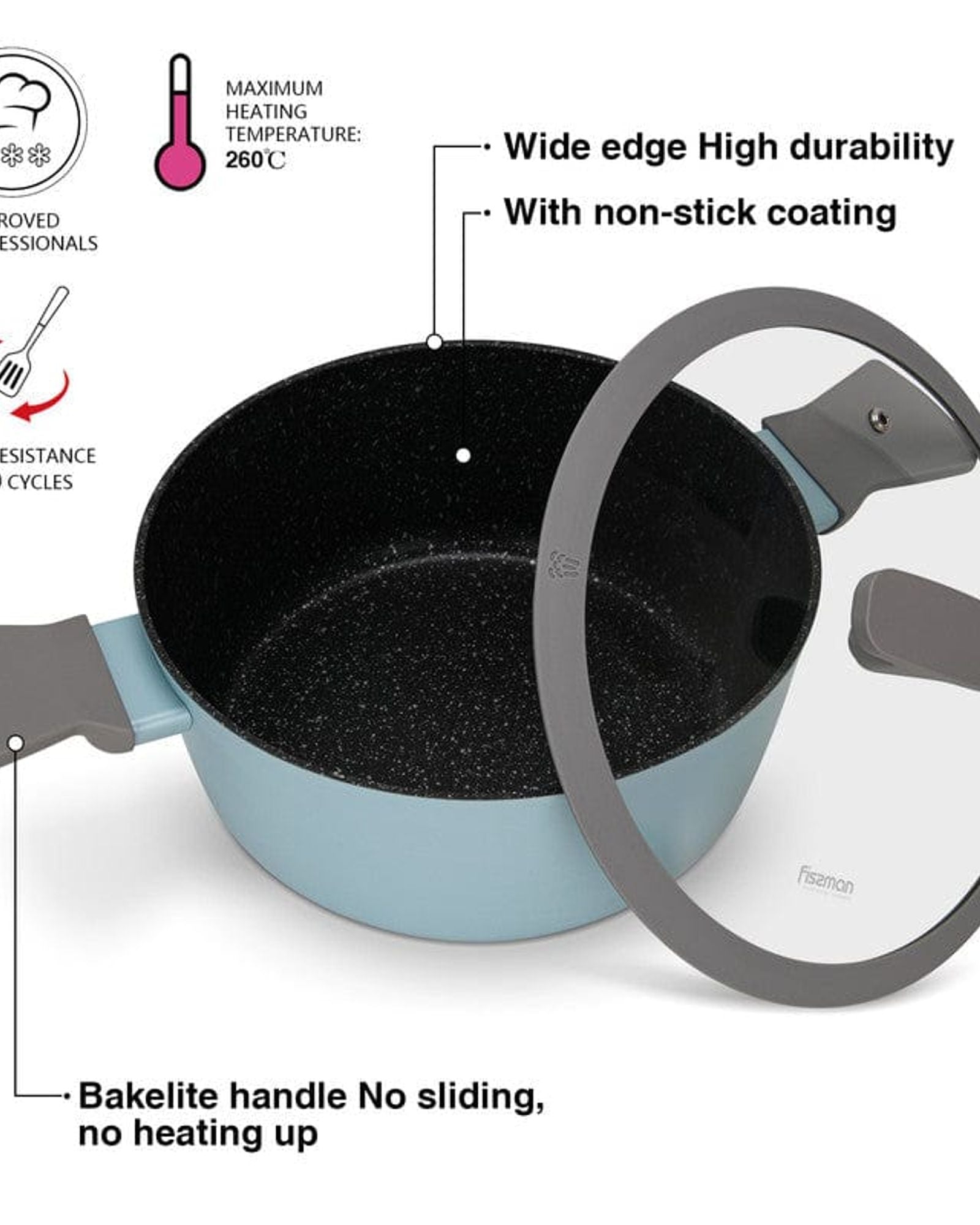 طقم أواني طهي فيسمان فيليا 9 قطع مع طلاء ألومنيوم غير لاصق