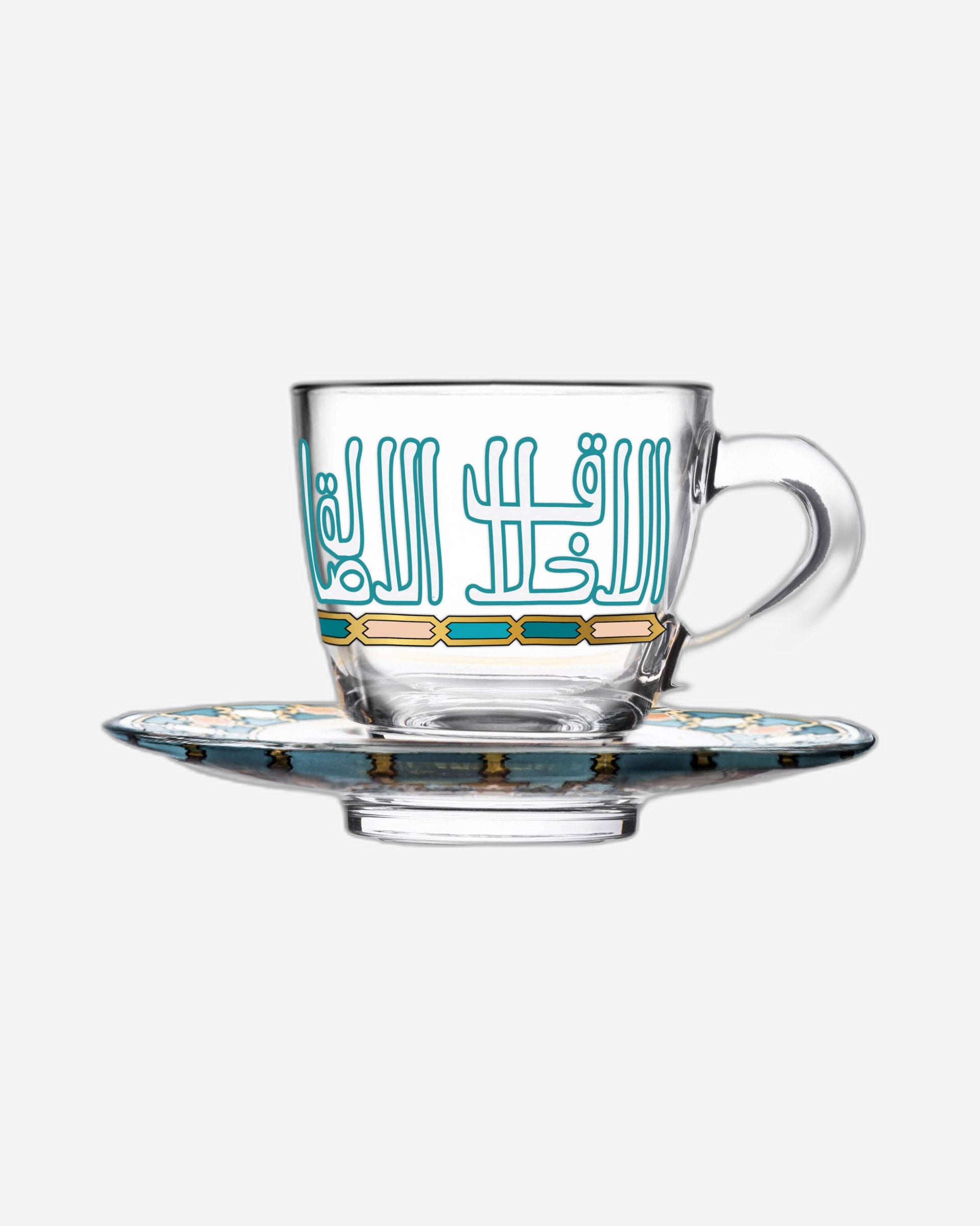 مجموعة ديملاج أصالة من 6 فناجين قهوة وصحون (ذهبي وأخضر)