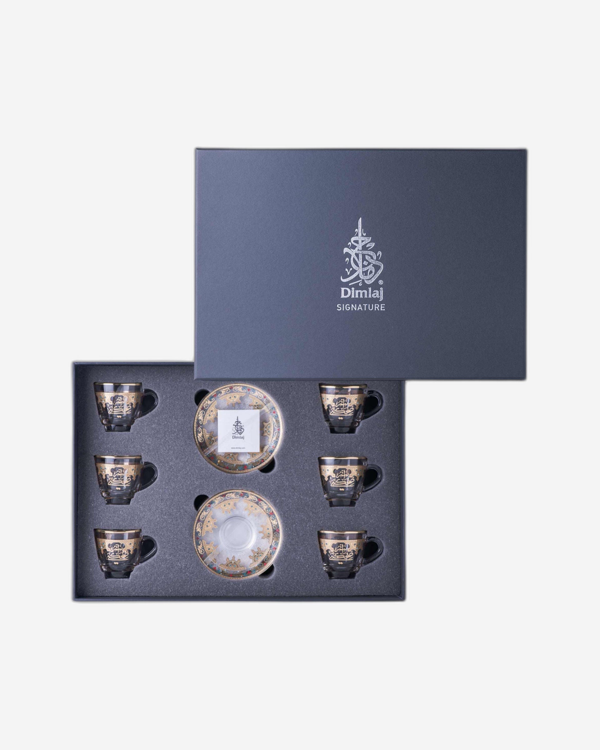 مجموعة ديملاج سرور من 6 فناجين قهوة وصحون (ذهبي)