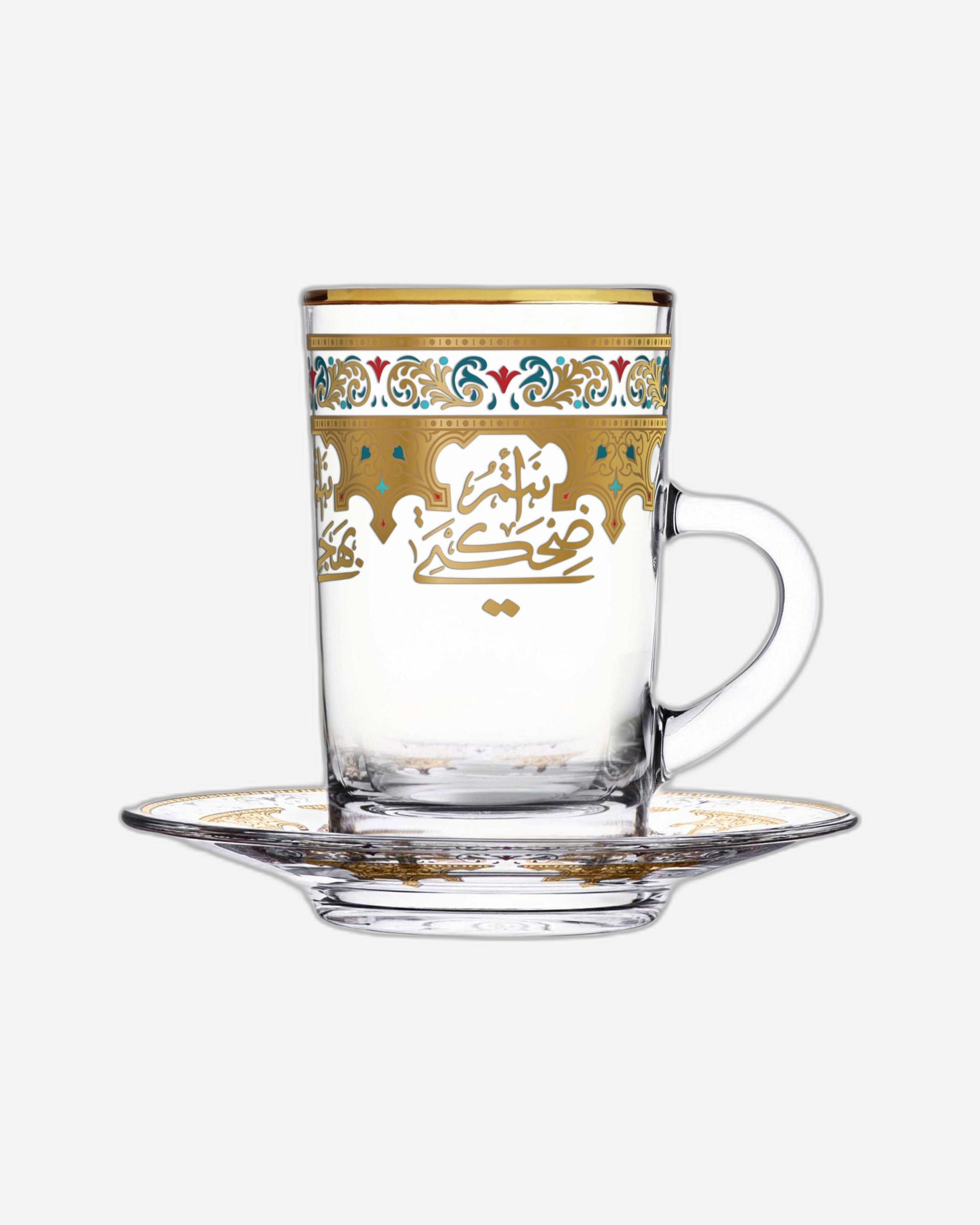 مجموعة ديملاج سرور من 6 فناجين شاي وصحون (ذهبي)