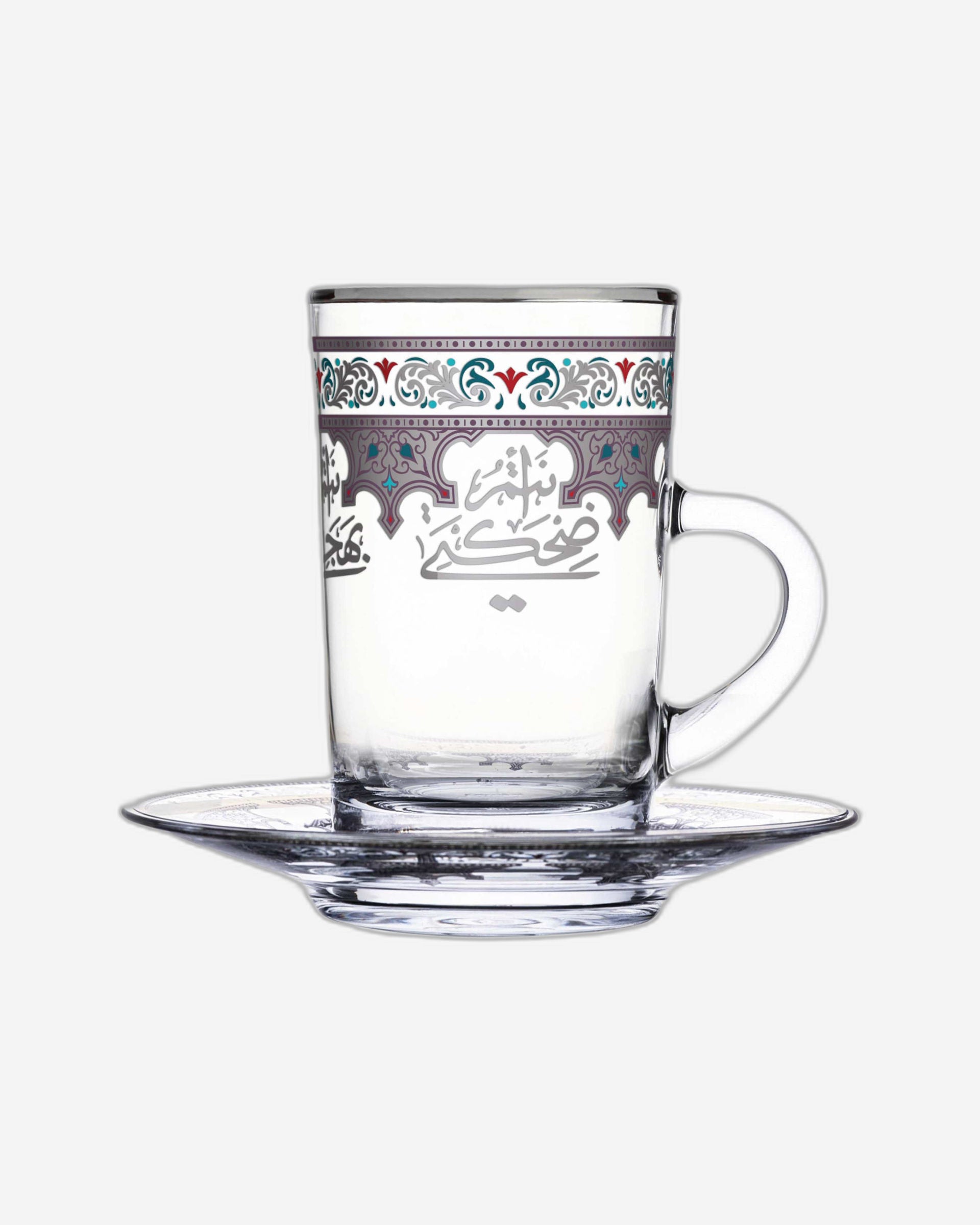 مجموعة ديملاج سرور من 6 فناجين شاي وصحون (بلاتينيوم)