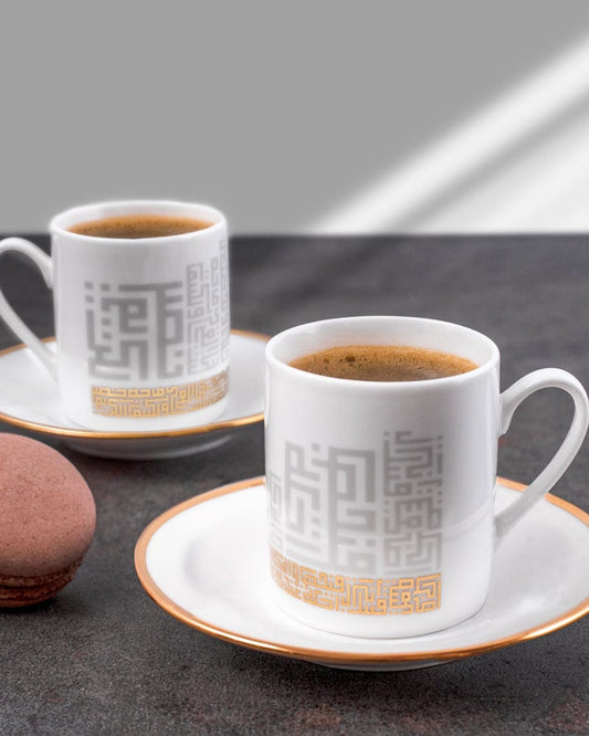 مجموعة ديملاج أبراج من 6 فناجين قهوة (ذهبي)