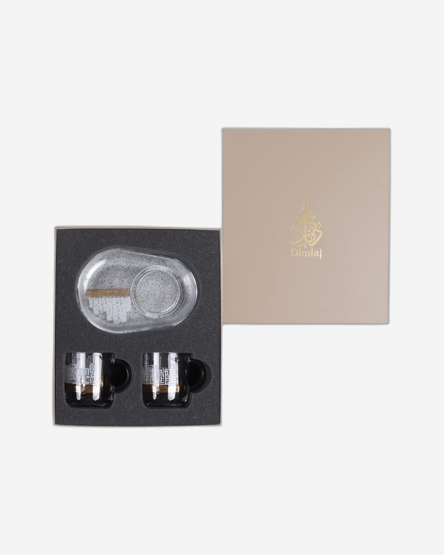 دملاج أبراج كوب وصحن 2 قطعة ذهبي