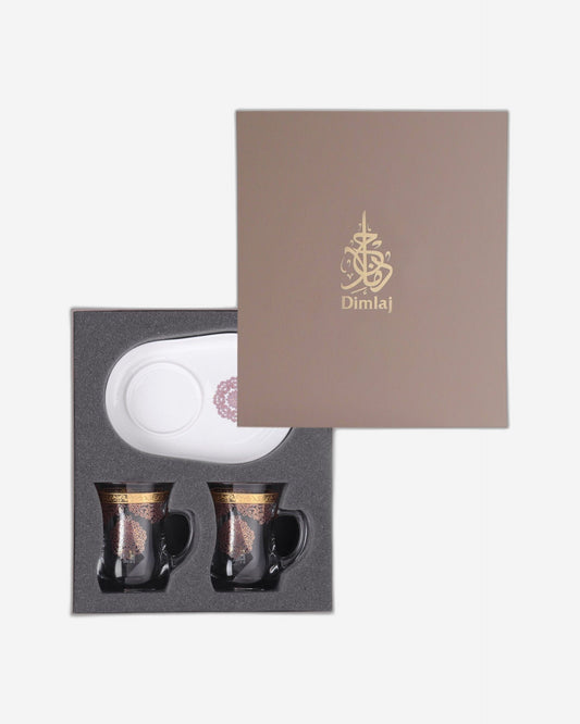 مجموعة ديملاج سيلينا من قطعتين من الأكواب والصحون (ذهبي ووردي)