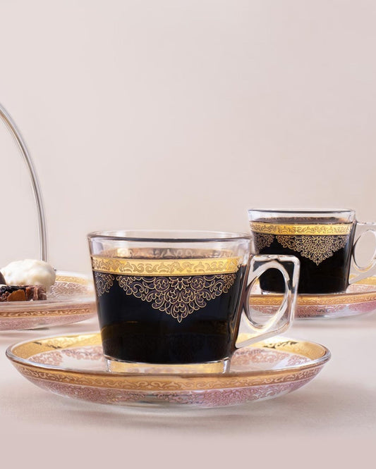 طقم قهوة إسبريسو ديملاج سيلينا، 6 قطع، ذهبي ووردي
