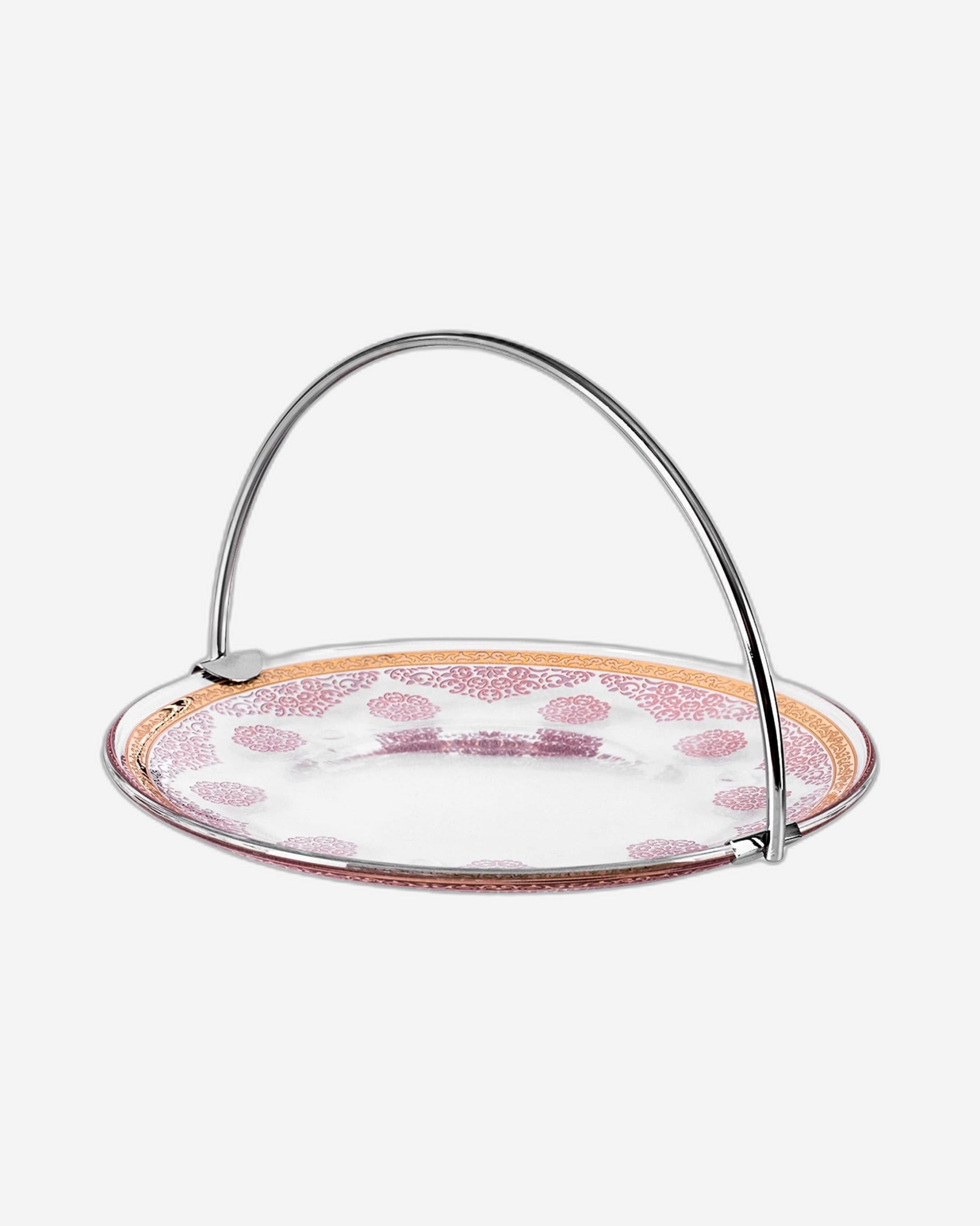 صينية تقديم سيلينا بمقبض من ديملاج (ذهبي ووردي)