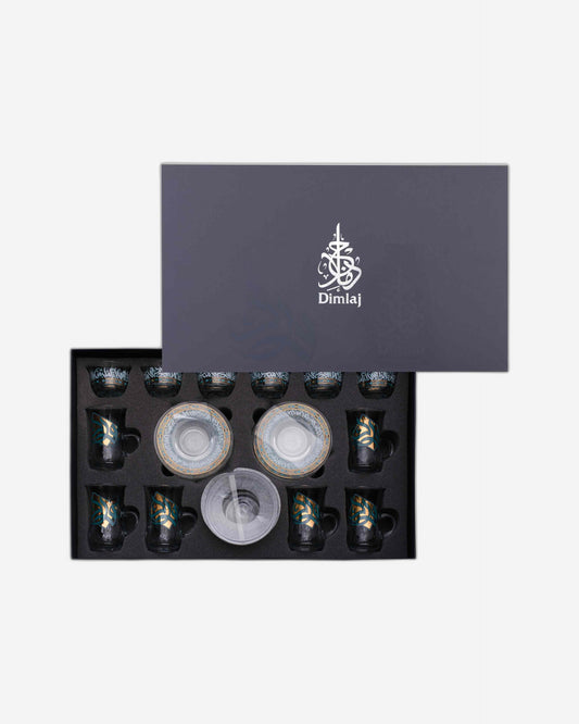 مجموعة ديملاج ورود من 20 قطعة من أدوات الشرب المتنوعة (ذهبي وأخضر)