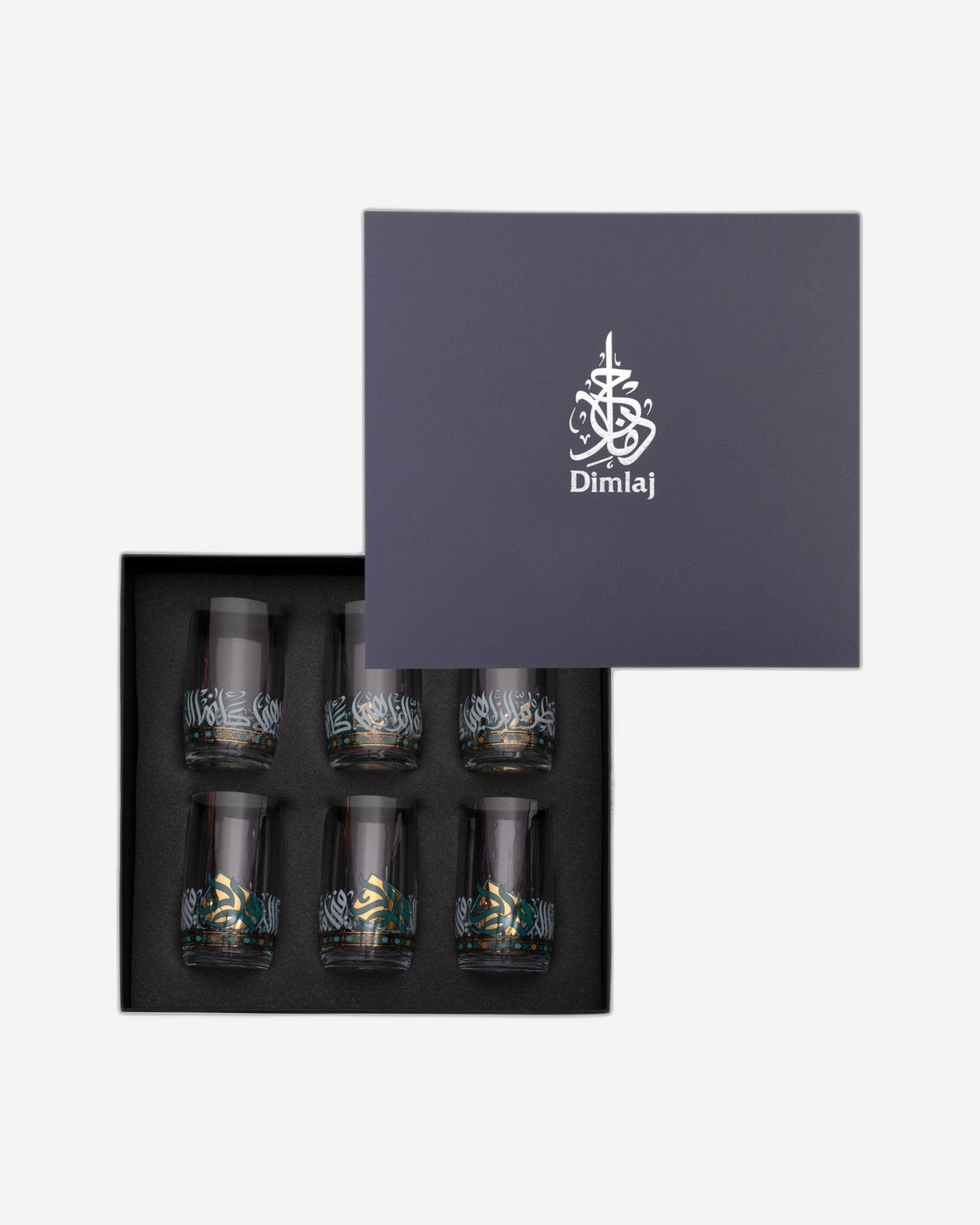 أكواب ديملاج وورود، 6 قطع، ذهبية وخضراء