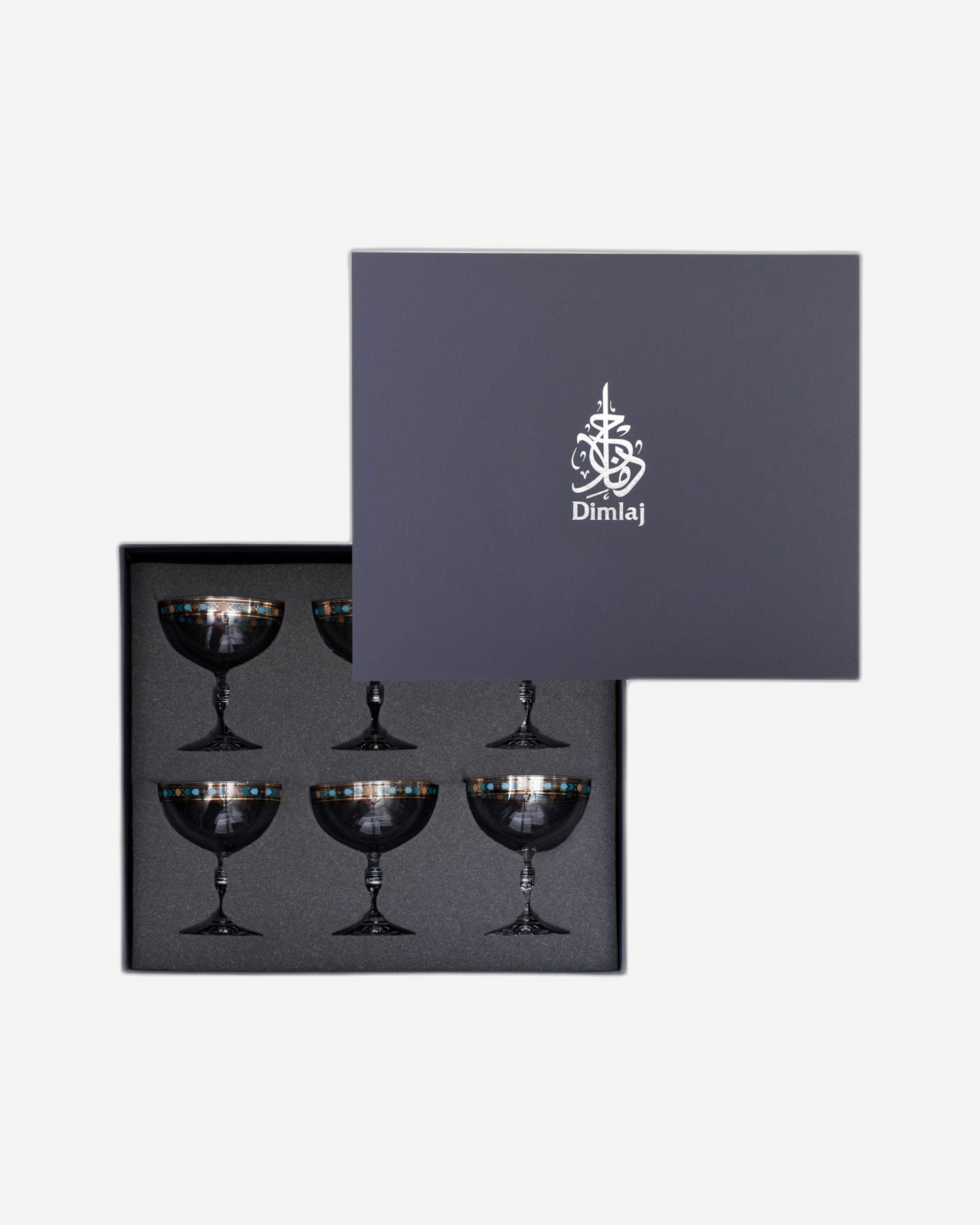 مجموعة ديملاج ورود من 6 أكواب آيس كريم (ذهبي وأخضر)