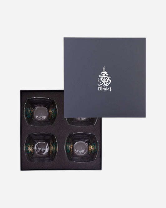 مجموعة ديملاج ورود من 4 قطع أوعية تقديم (ذهبي وأخضر)