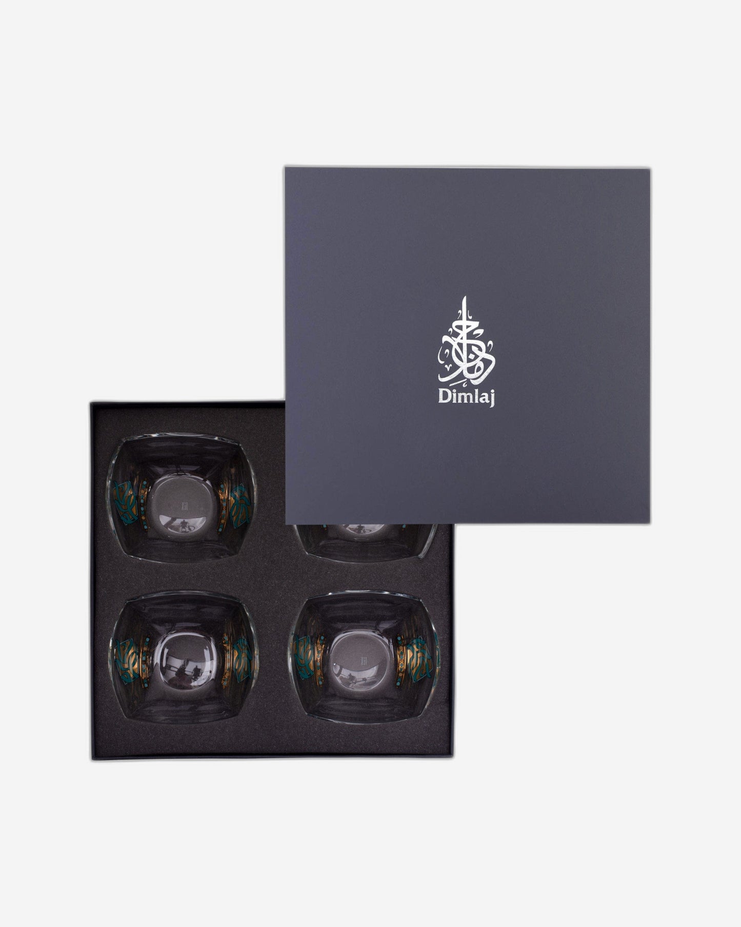 أوعية تقديم ديملاج وورود، 4 قطع، ذهبي وأخضر