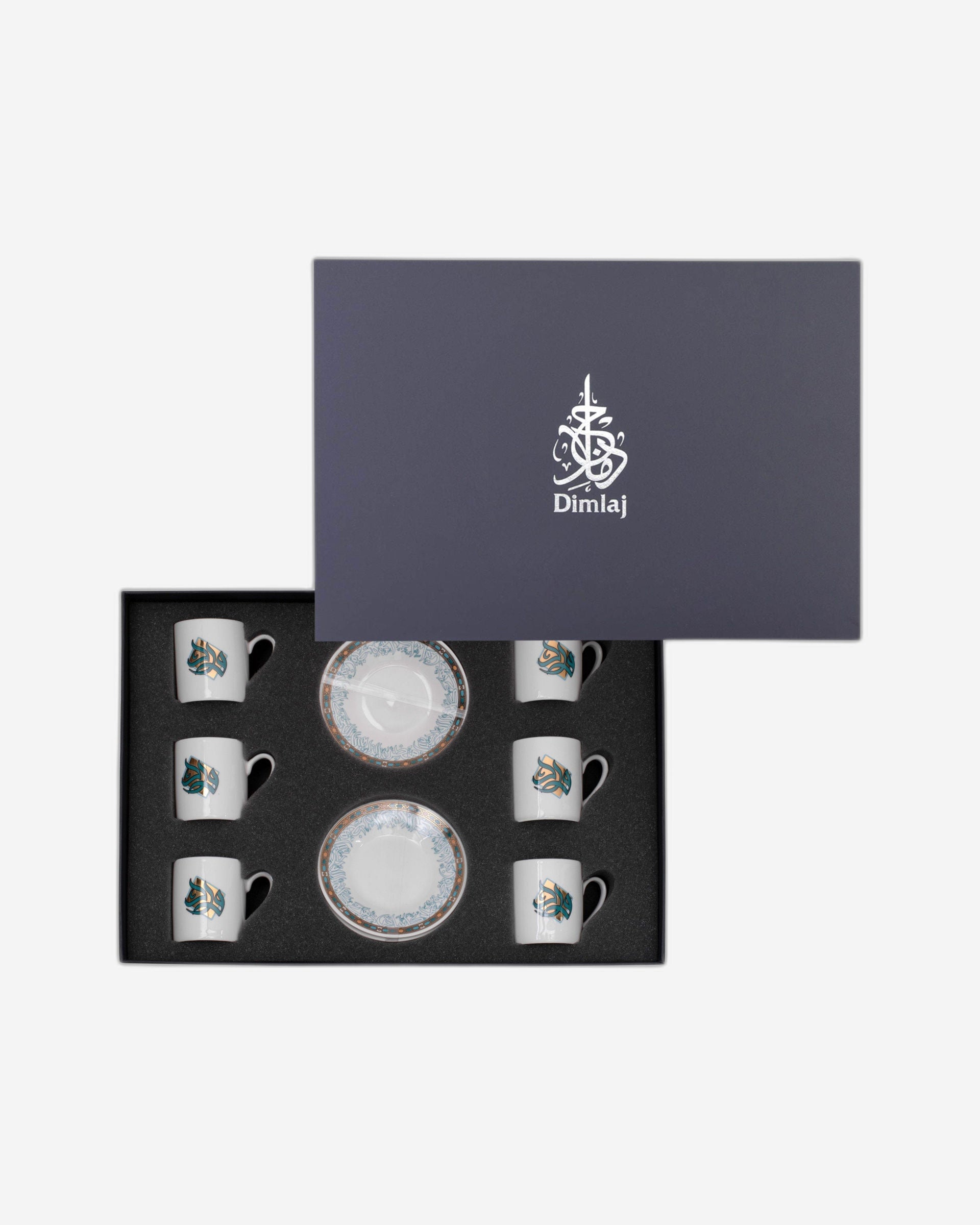 فناجين قهوة تركية ديملاج ورود (ذهبي وأخضر)