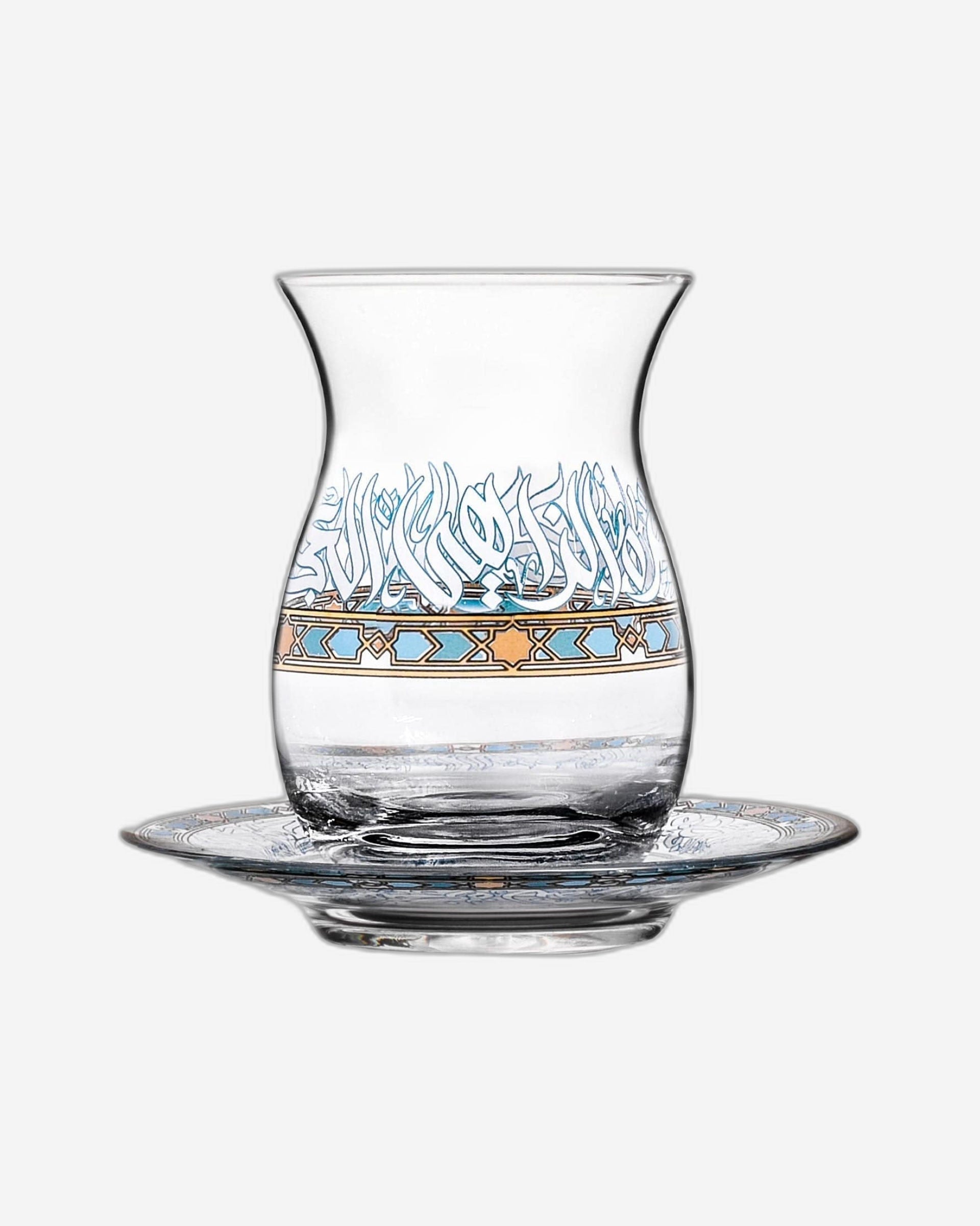 مجموعة ورود دملاج من 6 قطع استكانات وصحون (ذهبي وأخضر)