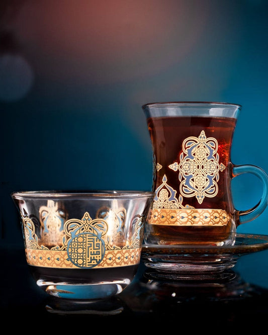 أكواب دملاج ريحان قهوة 6 قطع ذهبي