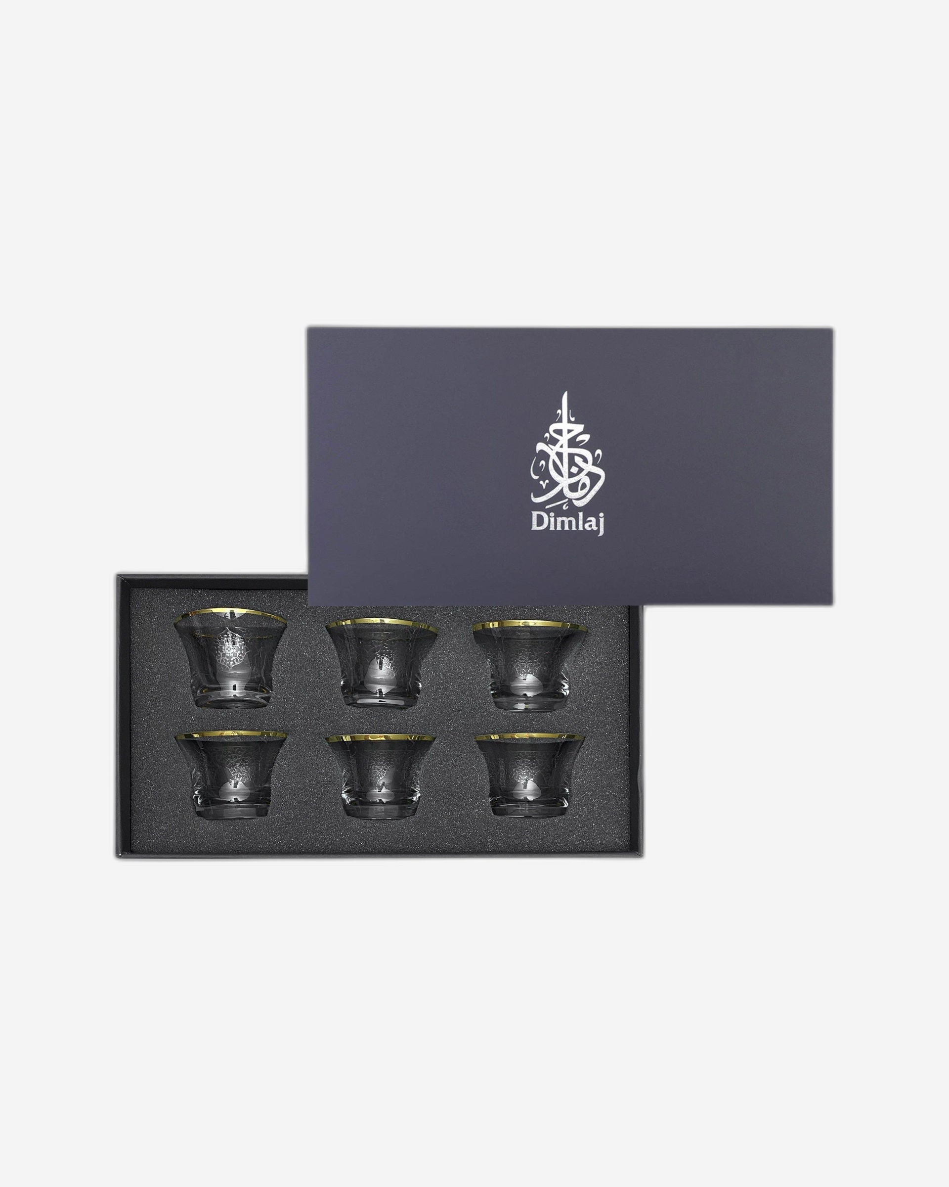 مجموعة ديملاج بيرلا من 6 قطع من أكواب القهوة الكريستالية (ذهبية)