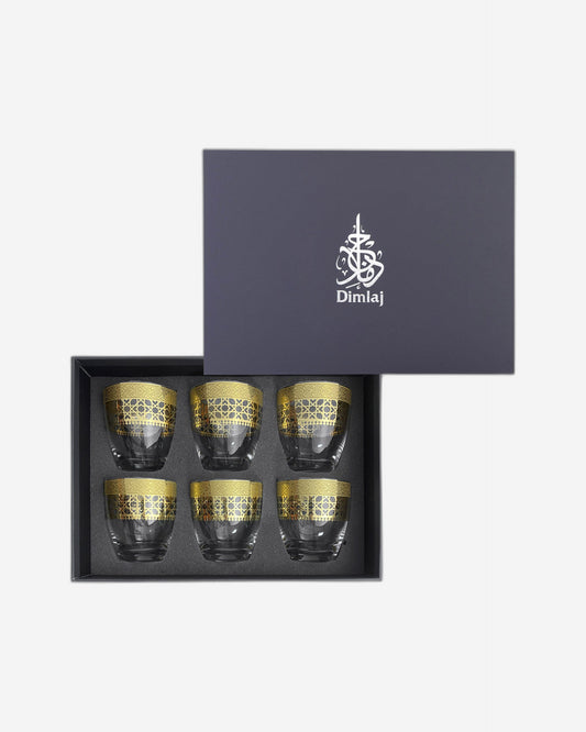 مجموعة ديملاج قرطبة من 6 أكواب قصيرة (ذهبية)