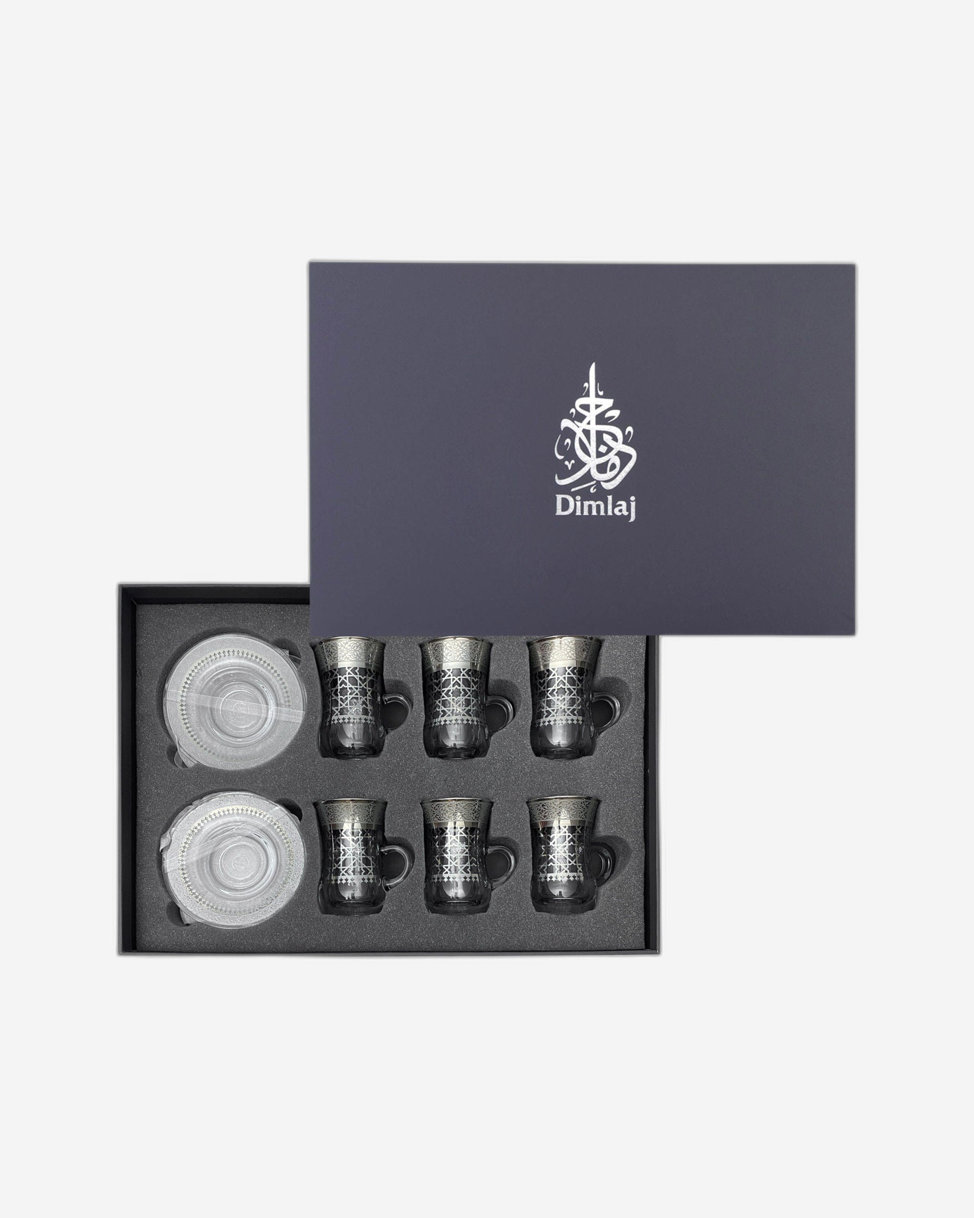 طقم ديملاج قرطبة من 6 فناجين شاي (بلاتينيوم)