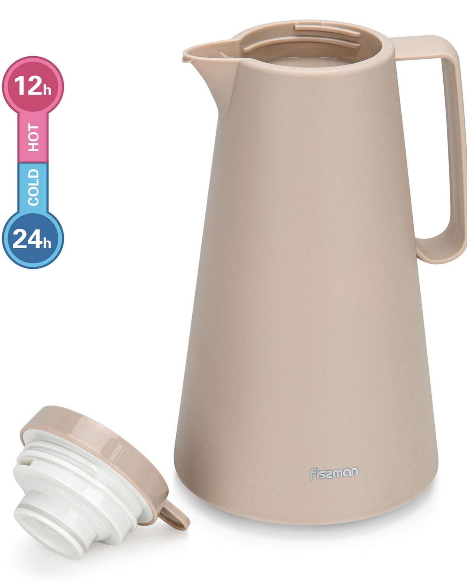 قارورة فيسمان المعزولة بالتفريغ، سعة 1000 مل، بلون كريمة الموكا، مع بطانة زجاجية وردية اللون