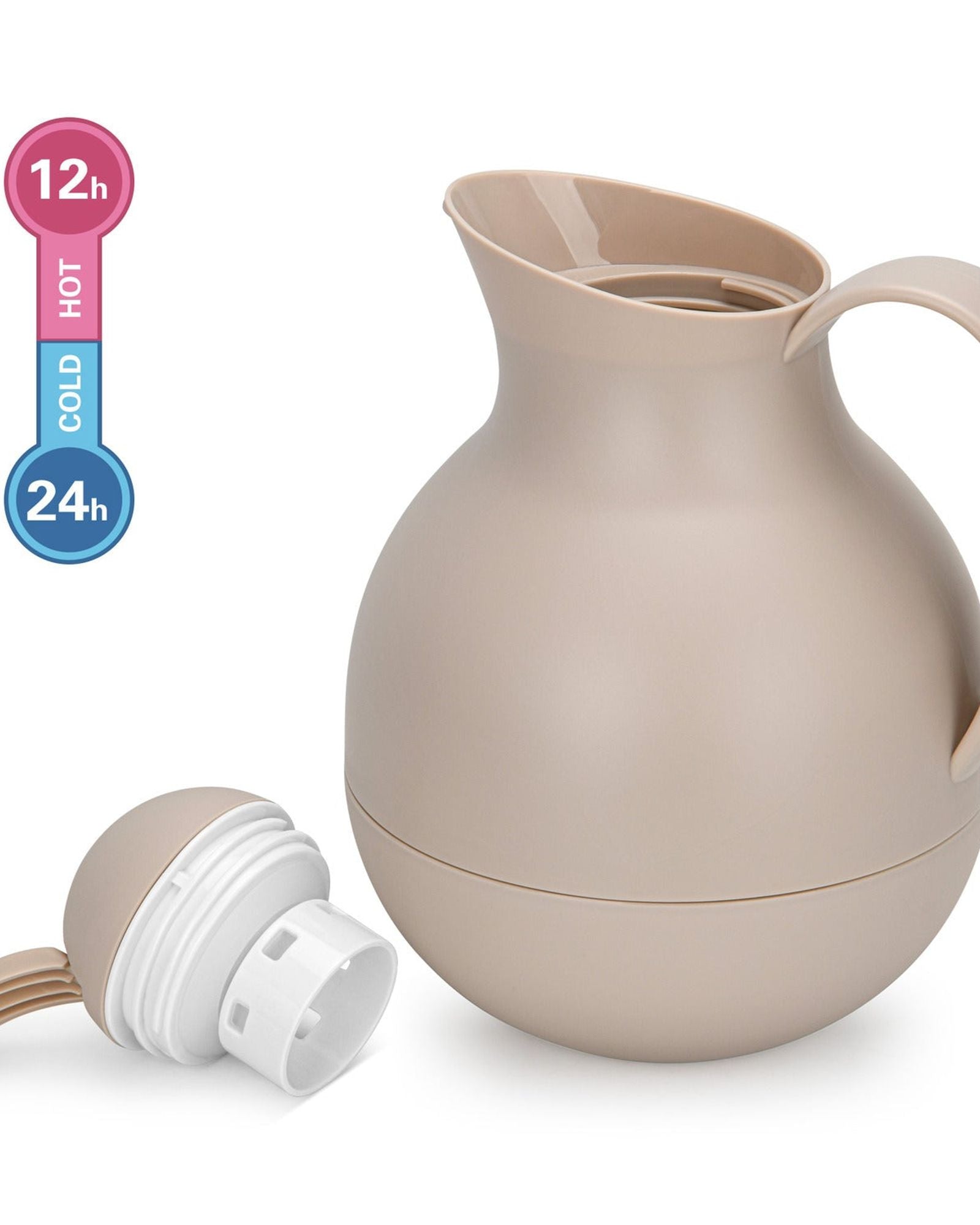 قارورة فيسمان المعزولة بالفراغ سعة 1000 مل بلون كريمة الموكا مع زجاج أبيض خالٍ من الأسبستوس