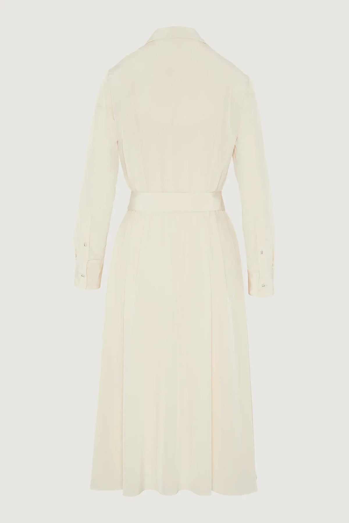 Filomena Silk Full Skirt Shirt Dress in Cream