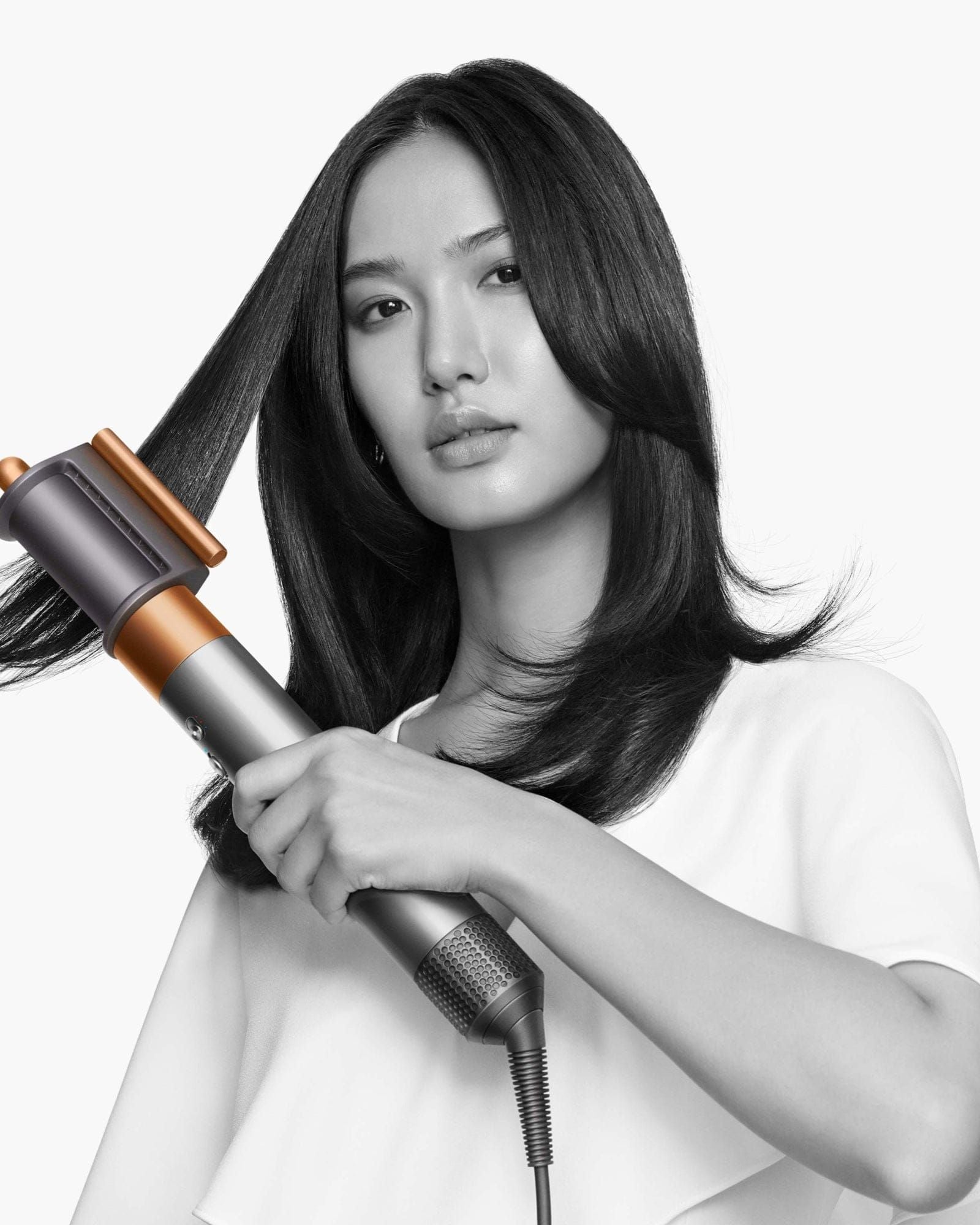 جهاز تصفيف الشعر متعدد الاستخدامات من دايسون إير راب، لون نيكل لامع ونحاس غني، للشعر الطويل الكامل