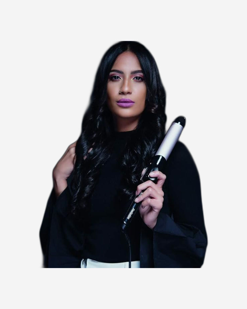 مكواة تجعيد الشعر من بيبي ليس، أسطوانة 32 مم لتجعيدات حريرية واسعة، طلاء ساتان ملمس، 10 إعدادات لدرجة الحرارة (110-180 درجة مئوية)، تقنية أيونية لشعر ناعم ولامع - C332SDE