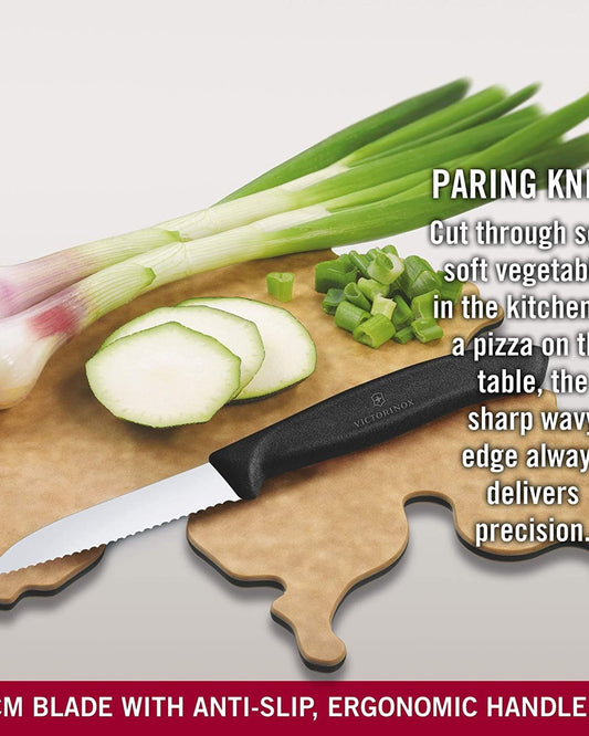 طقم سكاكين تقشير فيكتورينوكس السويسرية الكلاسيكية، 3 قطع، أسود