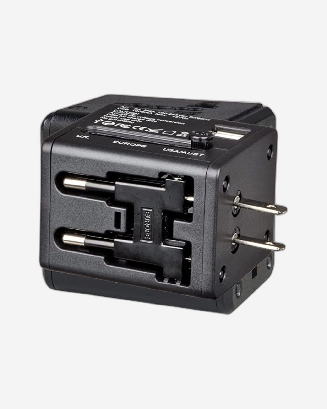 محول سفر وينجر مع شاحنين USB أسود - 604559