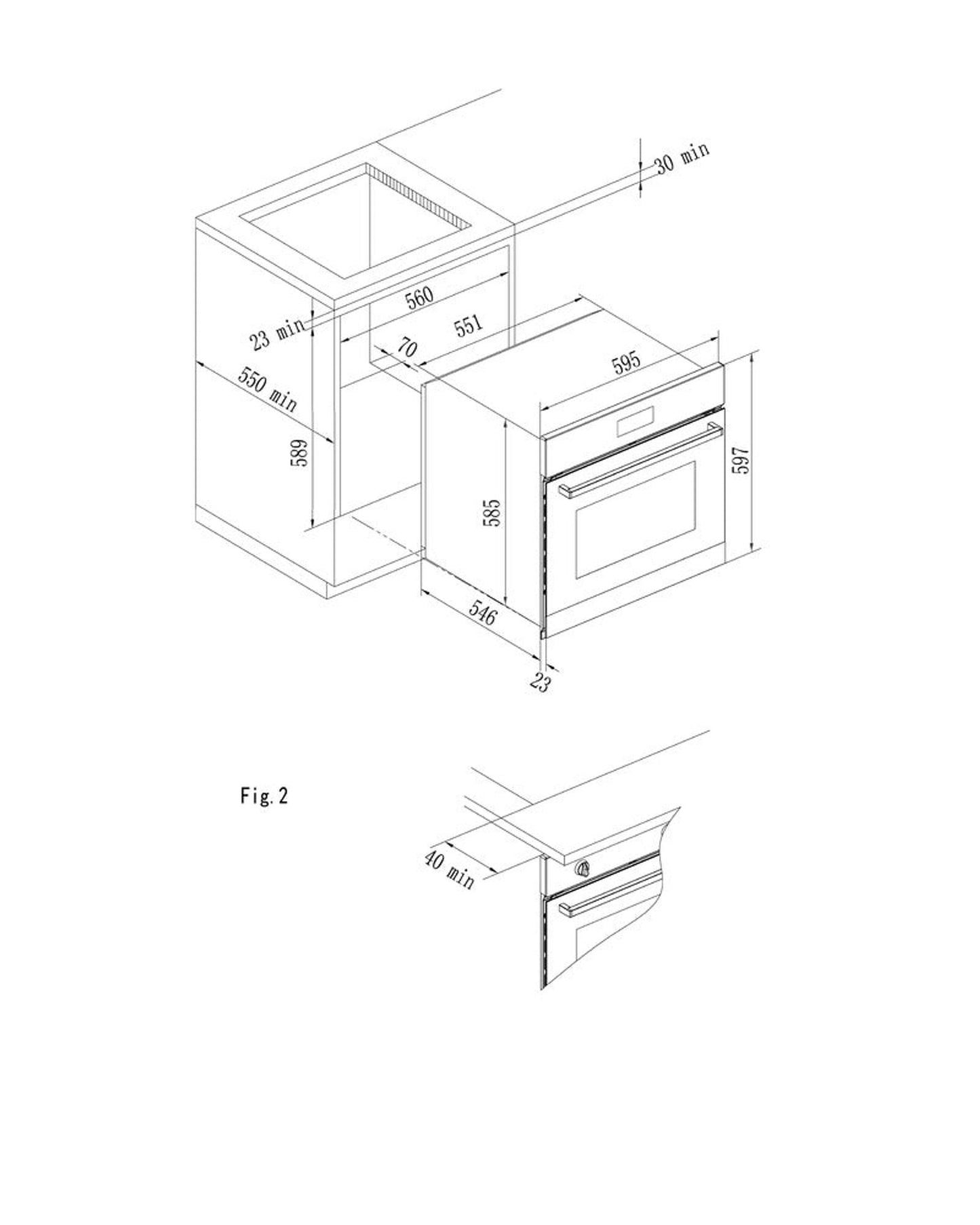 فرن غاز مدمج من هوفر، 60 سم، سعة 80 لتر، باب زجاجي مقوى بثلاث طبقات، قوة 2900-3450 واط، 50-250 درجة مئوية، 9 برامج، مؤقت رقمي، مروحة حرارية، وجهاز تبريد - HEO-T6080-BBI