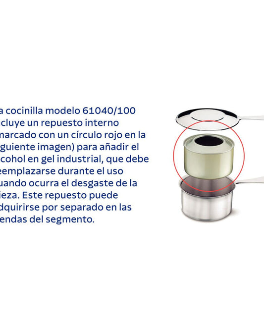 طبق تسخين دائري من الفولاذ المقاوم للصدأ من ترامونتينا مع حامل غطاء وموقد، سعة 4.3 لتر